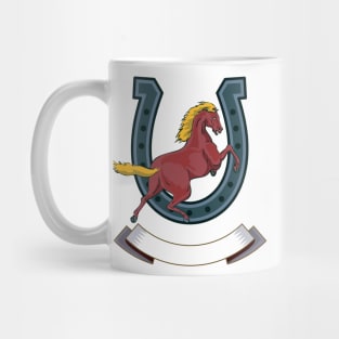 Prancing Horse With Horseshoe Retro Mug